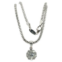 Natural Diamond Pendant Necklace 14K White Gold 1.20 cts TDW Halo