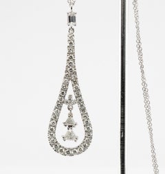 Natural Diamond Pendant Necklace 14K White Gold Trillion 1.57 TDW