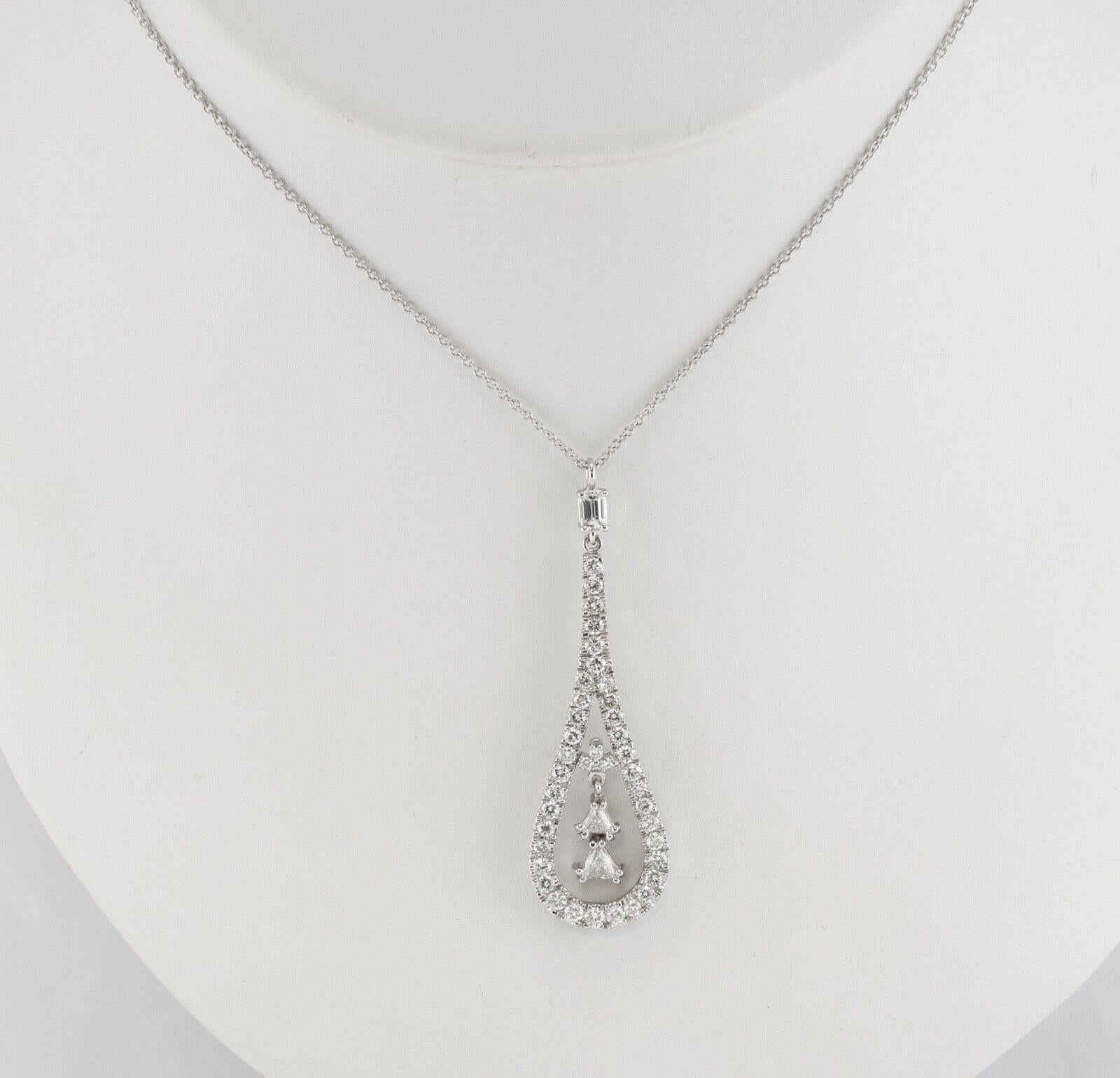 Natürlicher Diamant-Anhänger-Halskette 14K Weißgold Trillion 1,57 TDW (Gemischter Schliff) im Angebot