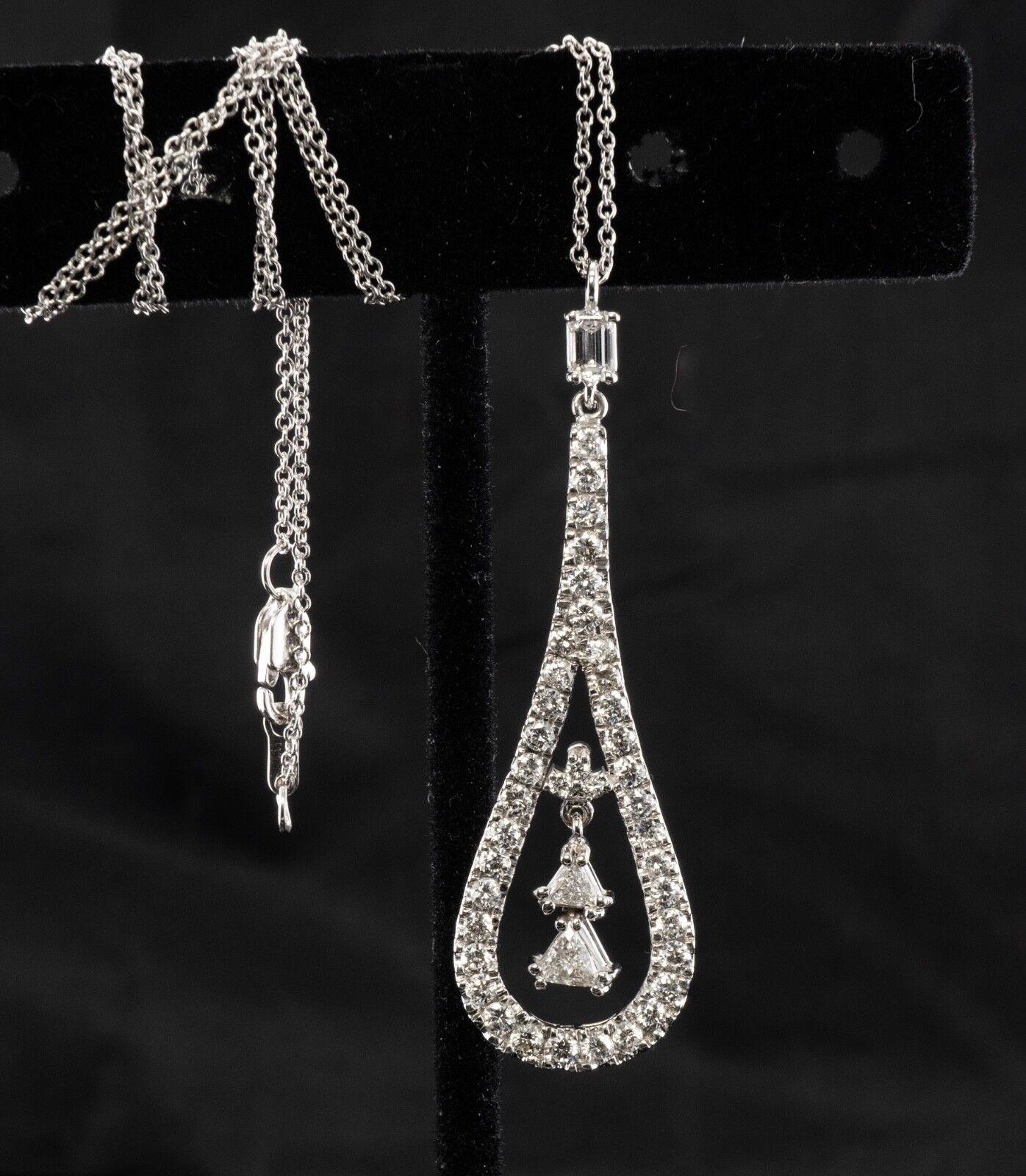 Natürlicher Diamant-Anhänger-Halskette 14K Weißgold Trillion 1,57 TDW im Zustand „Gut“ im Angebot in East Brunswick, NJ
