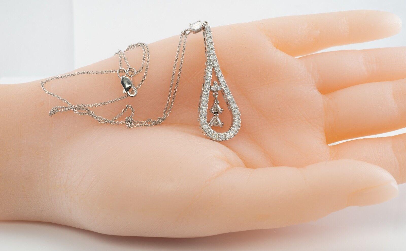Natürlicher Diamant-Anhänger-Halskette 14K Weißgold Trillion 1,57 TDW Damen im Angebot