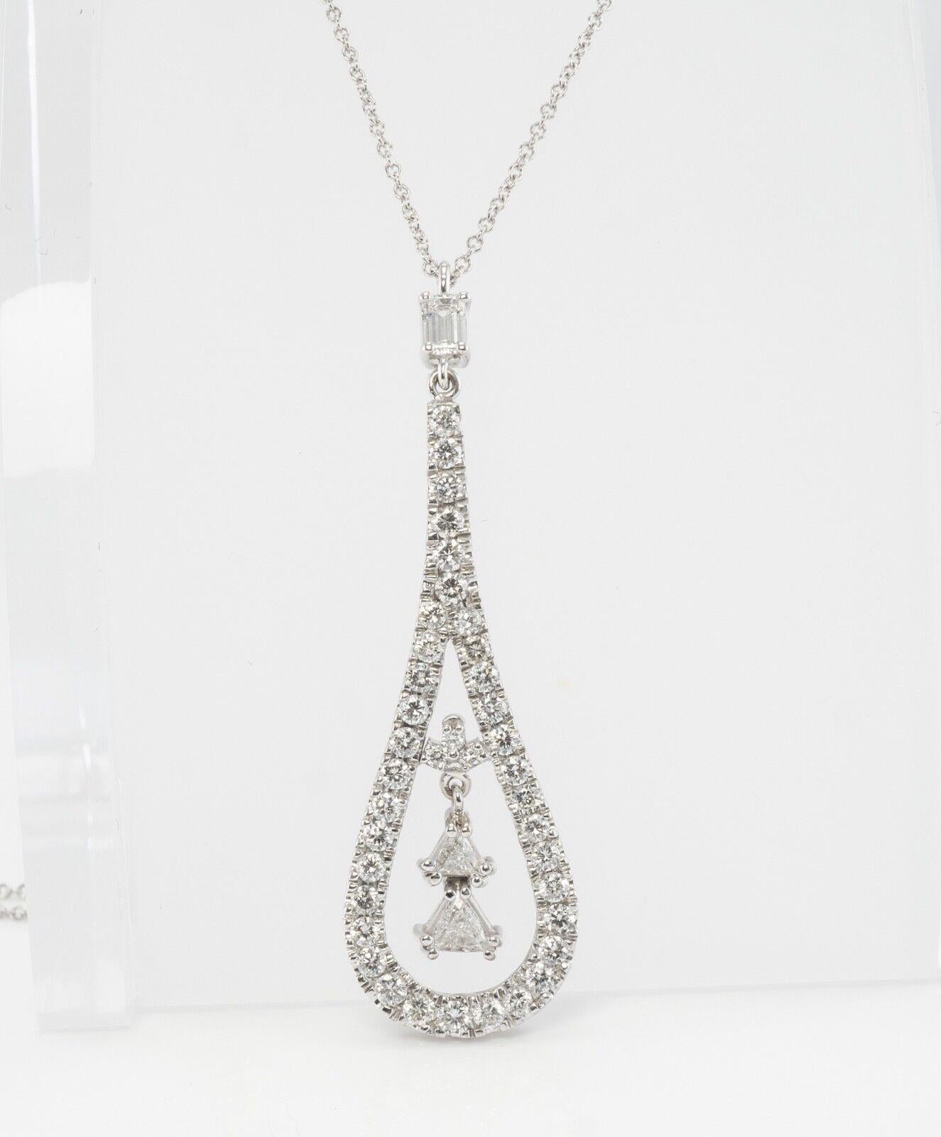 Natürlicher Diamant-Anhänger-Halskette 14K Weißgold Trillion 1,57 TDW im Angebot 4