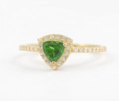 Natürlicher Diamant & Peridot Ring in 14k Gold