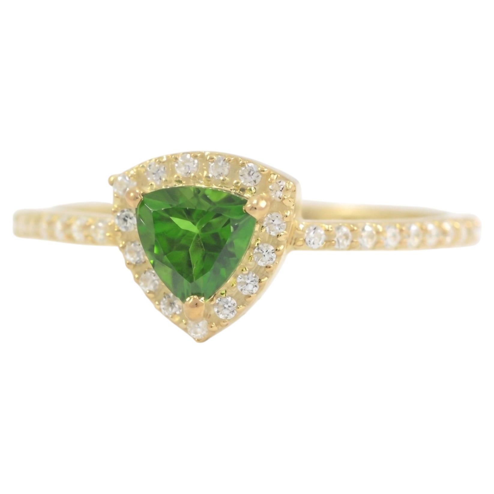 Anillo de oro de 14K con diamante natural de 0,20 ct y peridoto de 0,45 ct, India en venta