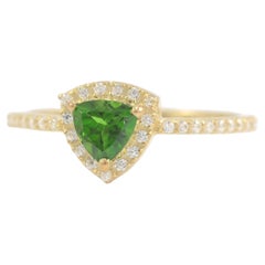 Natürlicher Diamant & Peridot Ring in 14k Gold
