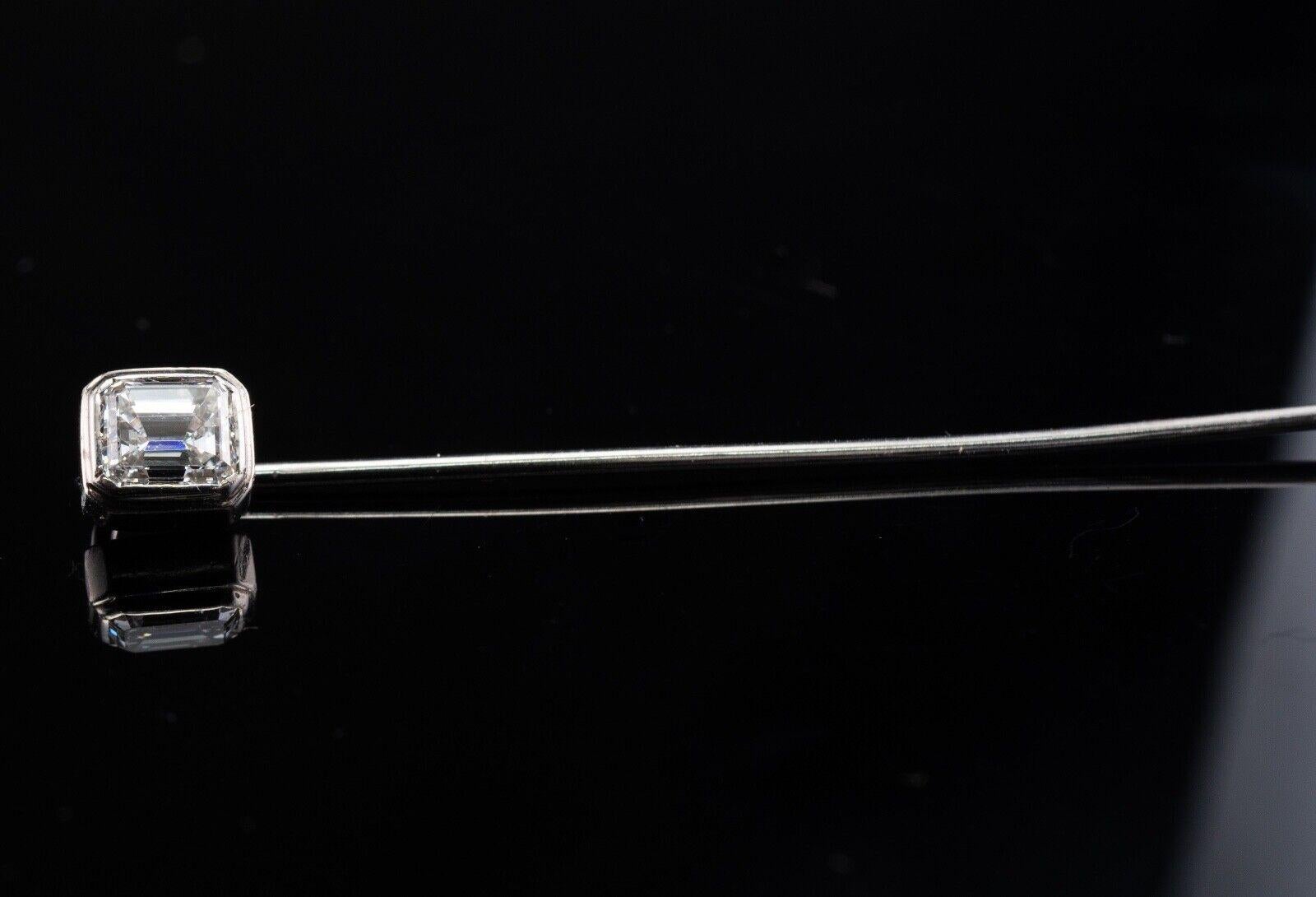 Natural Diamond Pin Stick .50 ct Platinum Vintage

This gorgeous vintage pin is crafted in solid Platinum (carefully tested and guaranteed)
The emerald cut diamond is .50 carat of amazing VVS1 clarity and F color!
The pin is 2.25