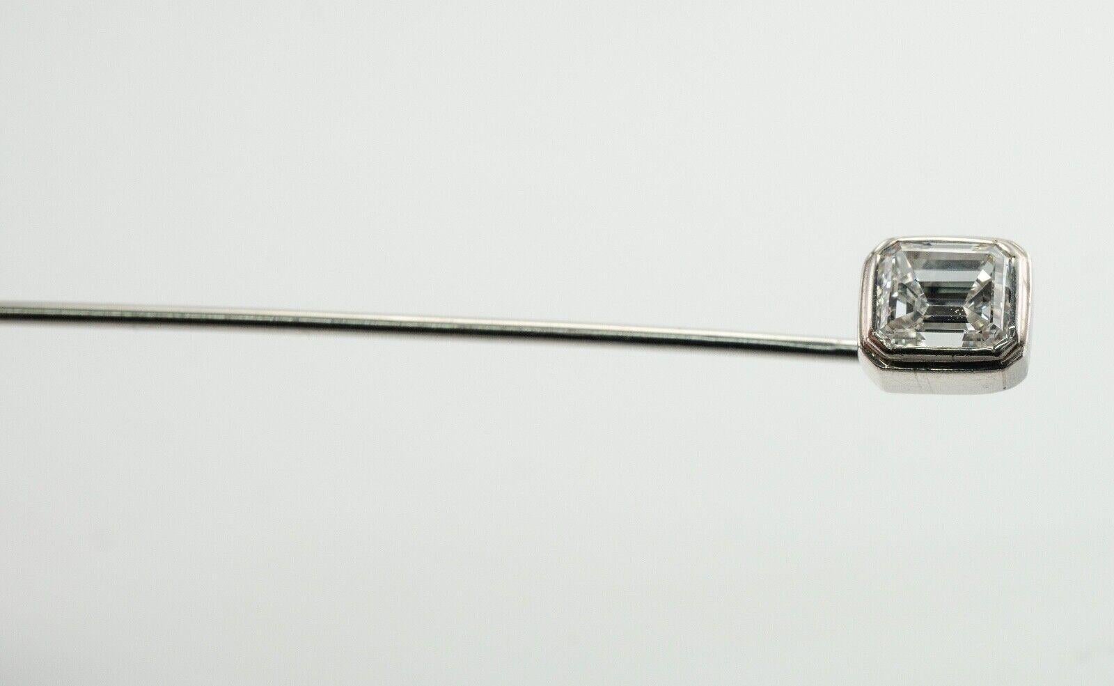 Women's Natural Diamond Pin Stick .50 Carat Platinum Vintage For Sale