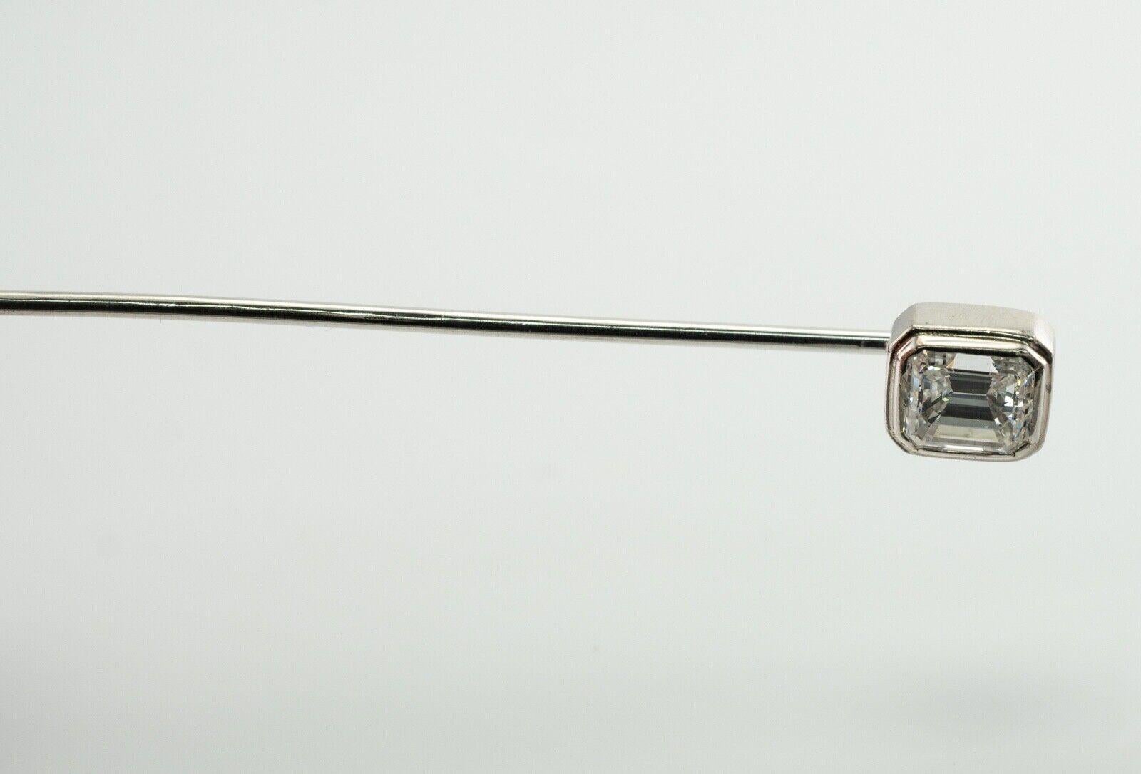 Natural Diamond Pin Stick .50 Carat Platinum Vintage For Sale 1