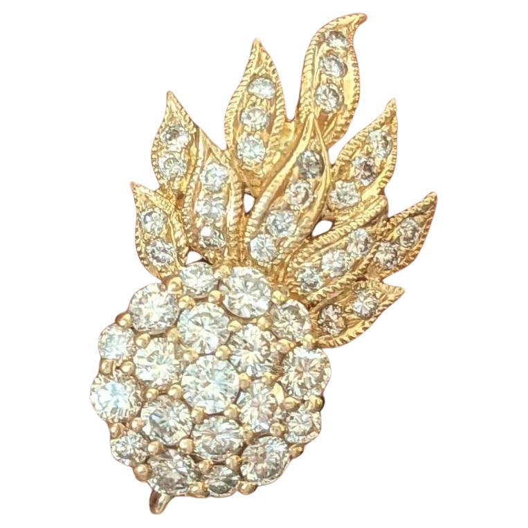 Natural Diamond Pineapple Button Earrings in 14k & 18k Rose Gold For Sale