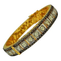 Natural Diamond polki Antique Bracelet 925 Sterling Silver Victorian Bracelet.