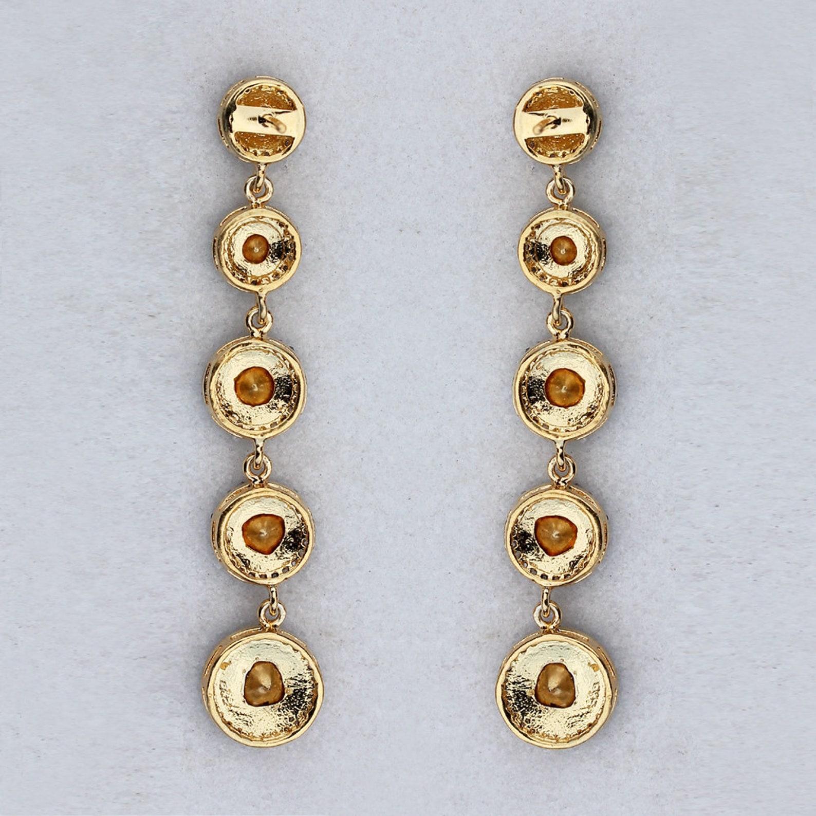 Natural Diamond Polki Earring 925 Sterling Silver Minimalist Jewelry Gift 1 pair For Sale 1