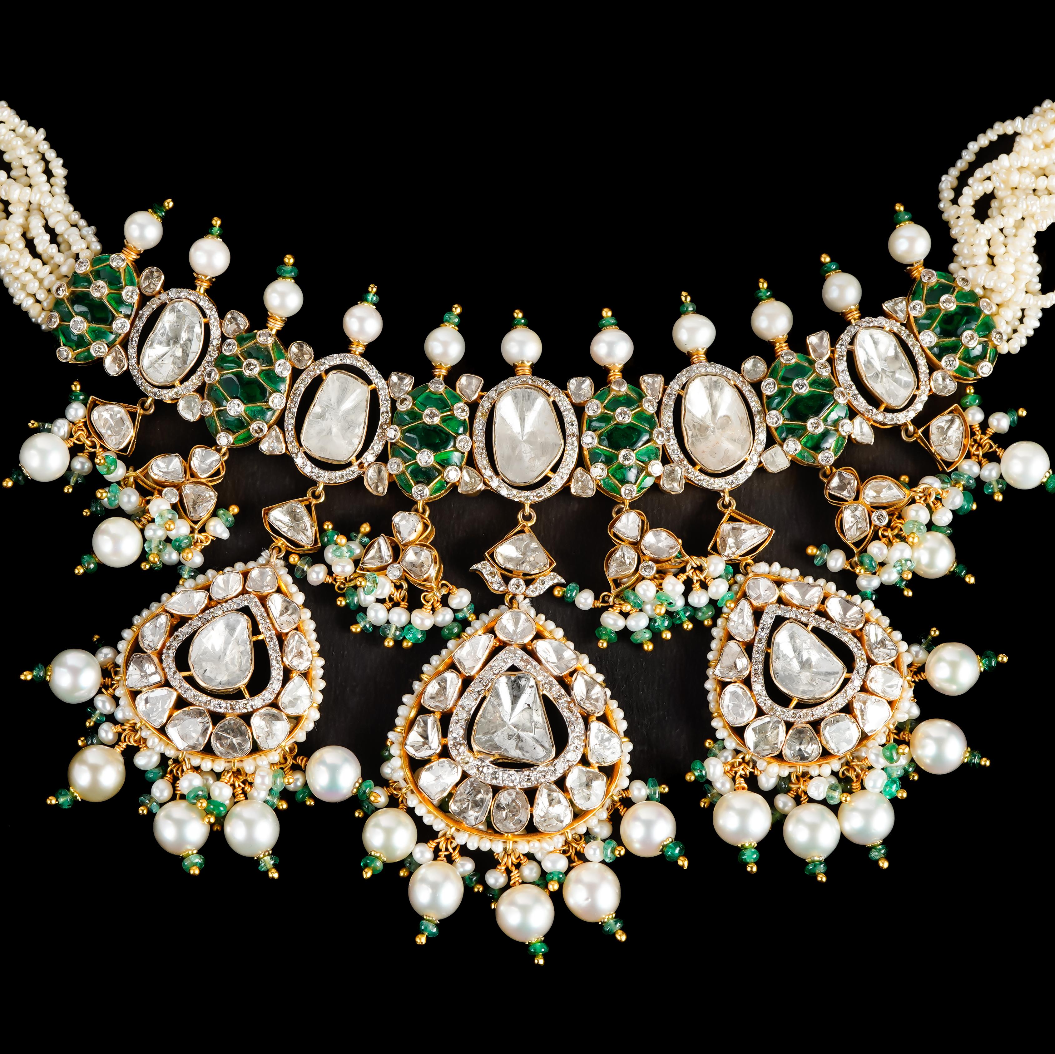 Collana polki con diamanti naturali in oro 14k In condizioni Nuovo in vendita a jaipur, IN