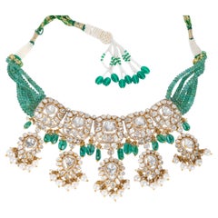 Natural Diamond polki necklace set in 14k gold