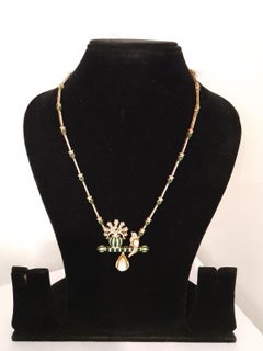 Natural Diamond Polki Peacock Necklace in 14k Gold