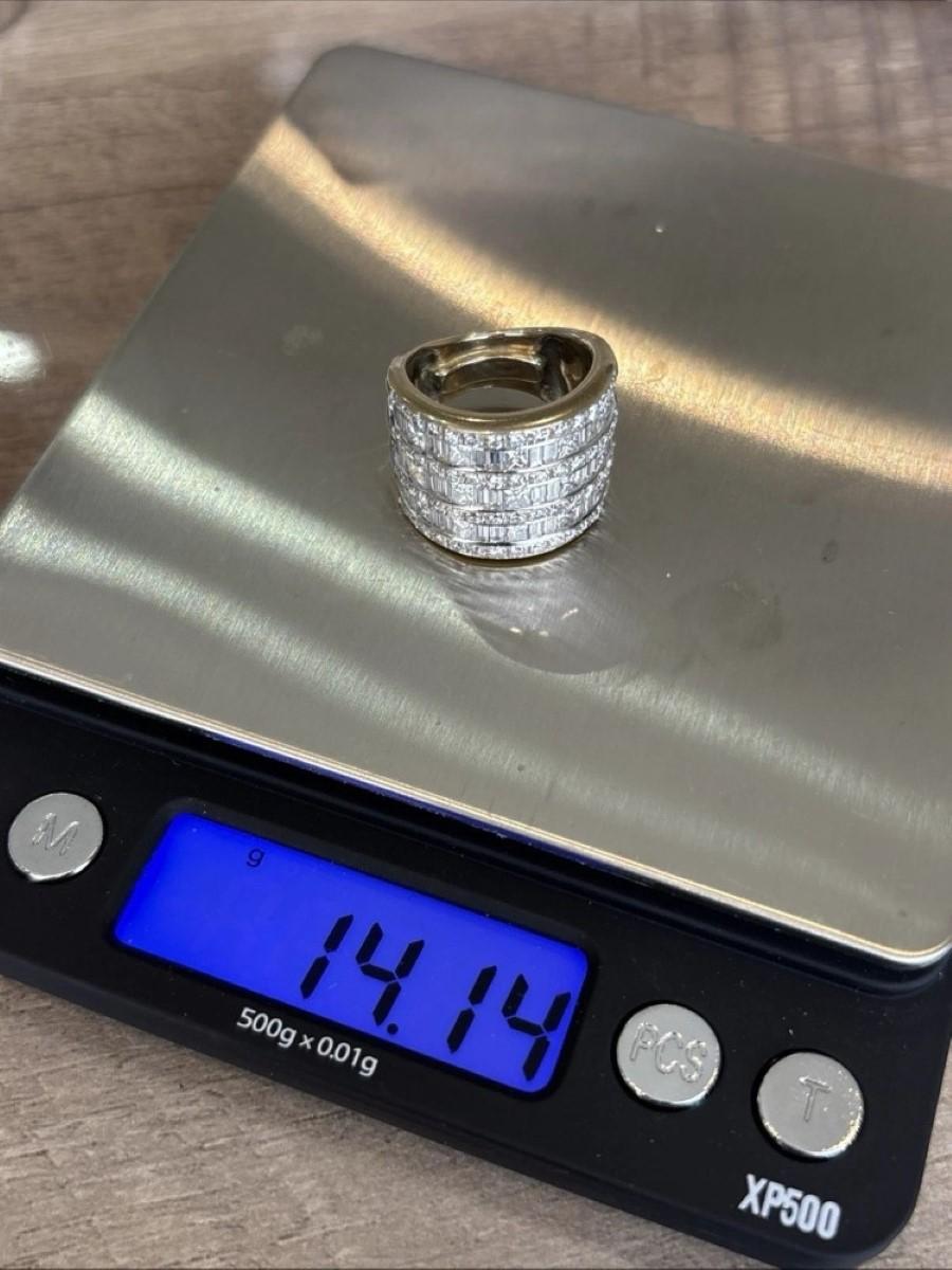 Natural Diamond Princess, Baguette, Round 3.5CTW 14K White VS F-G Wide Band Ring For Sale 3