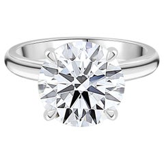 Natural 5.02 Carat SI/H Round Cut Solitaire Diamond Proposal Ring 18k White Gold