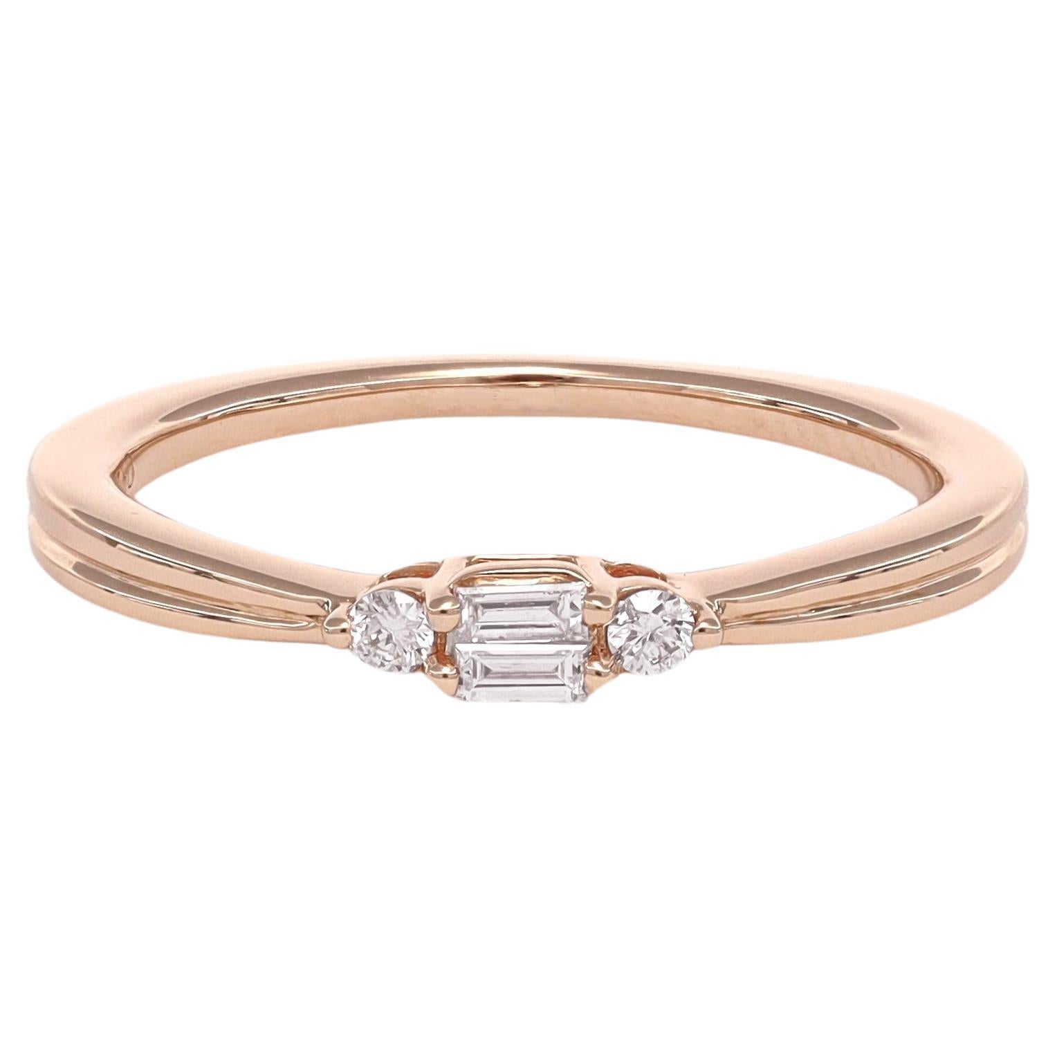 Natural Diamond Ring 0.11 Carats 18 Karat Rose Gold Engagement Ring  For Sale