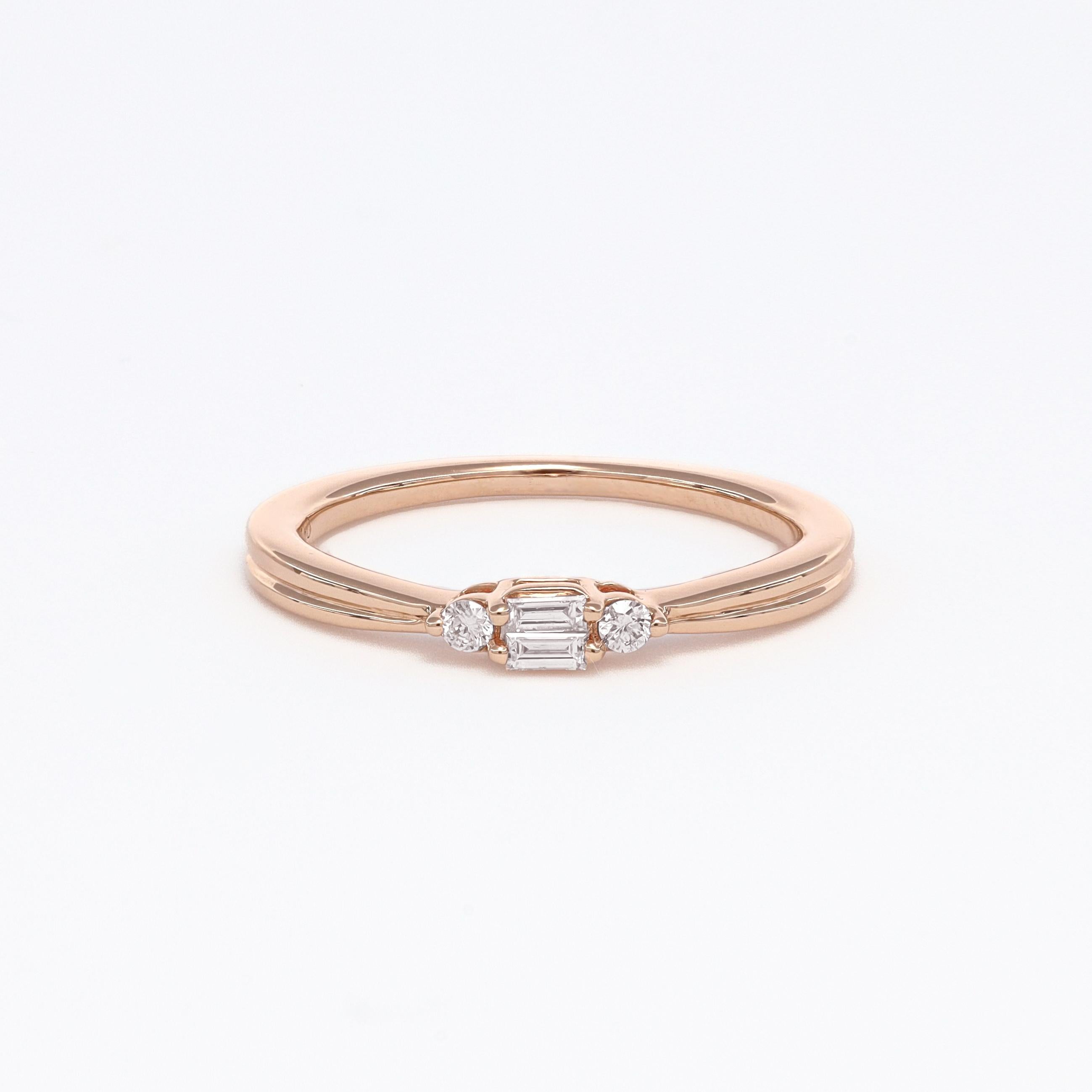 Anello con diamante naturale da 0,12 carati in oro rosa 18 carati