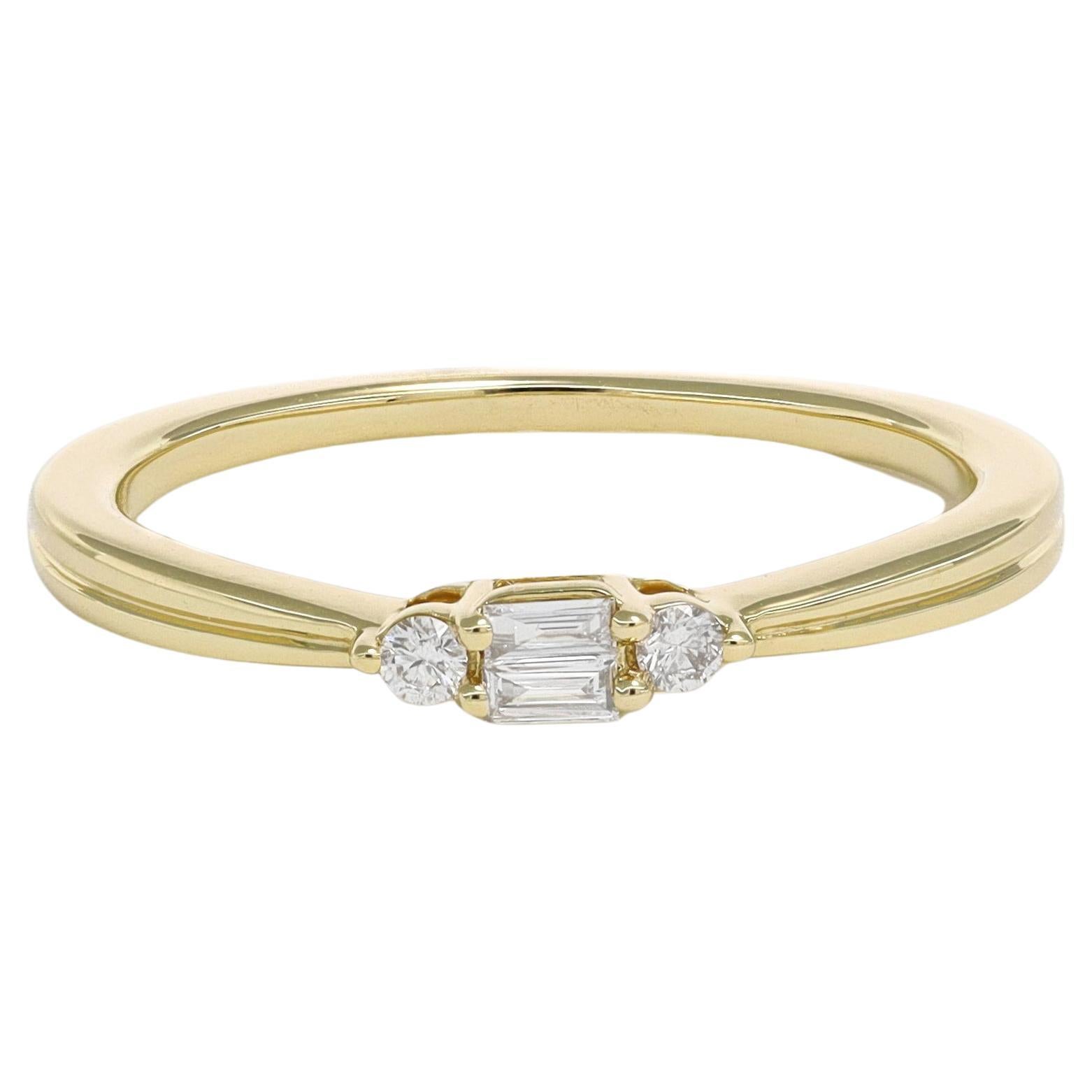 Bague de fiançailles en or jaune 18 carats avec diamant naturel 0,12 carat