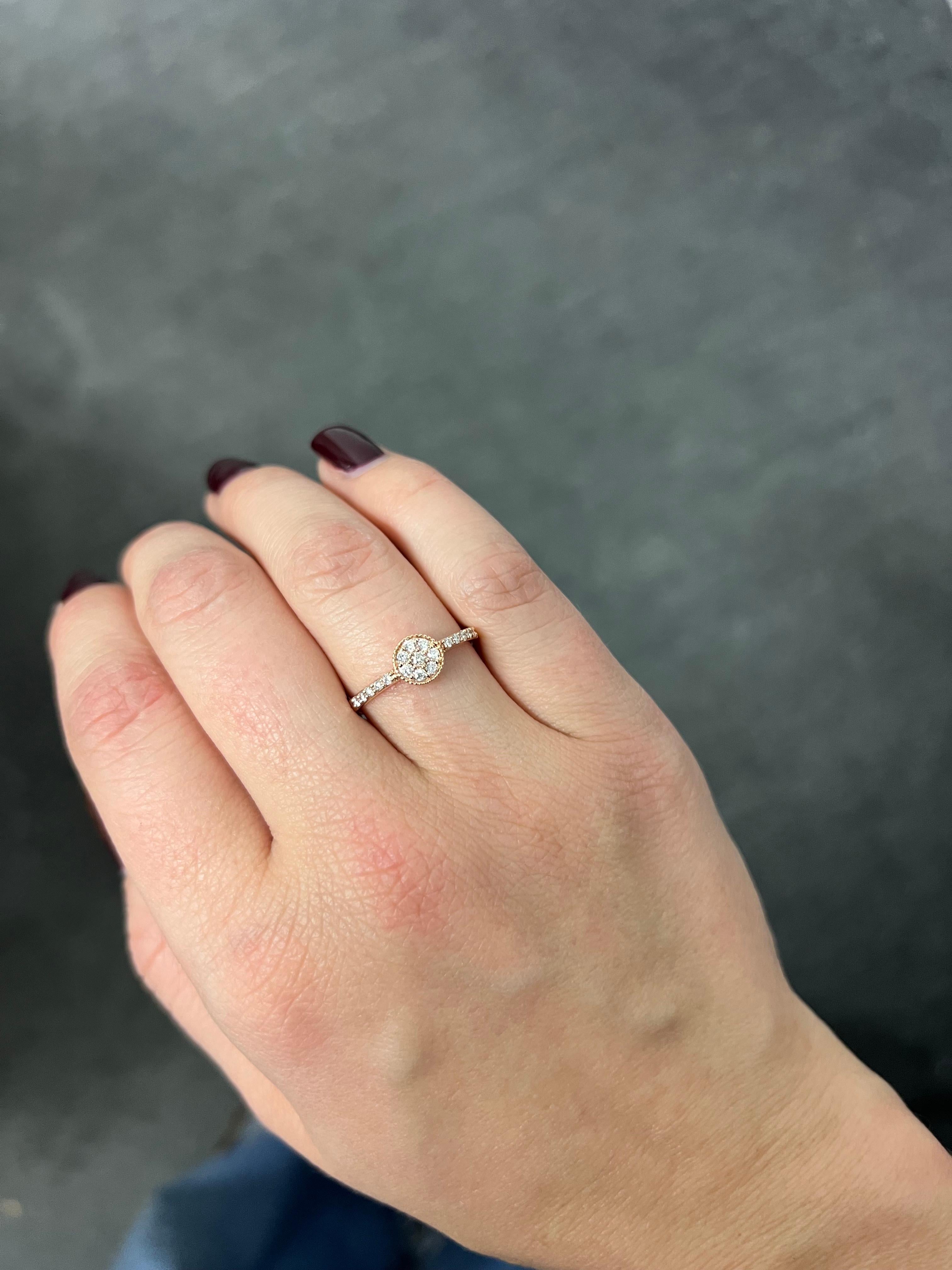 Natural Diamond Ring 0.25 carats 18 Karat Rose Gold Engagement Ring  For Sale 7