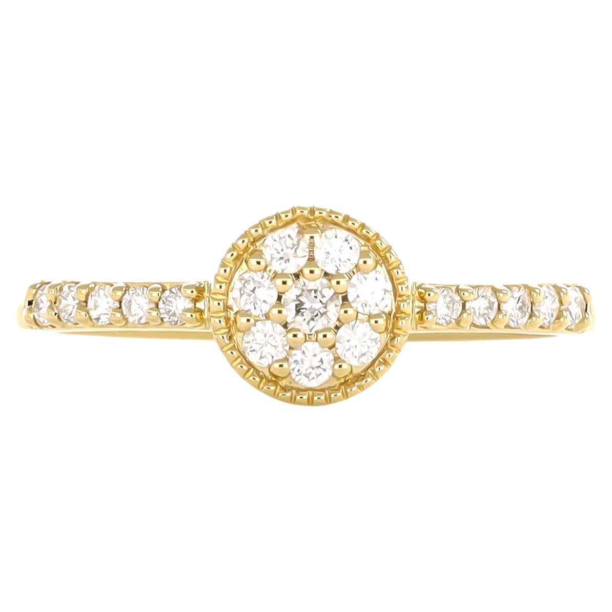 Natural Diamond Ring 0.25 cts 18 Karat Yellow Gold Engagement Ring  For Sale