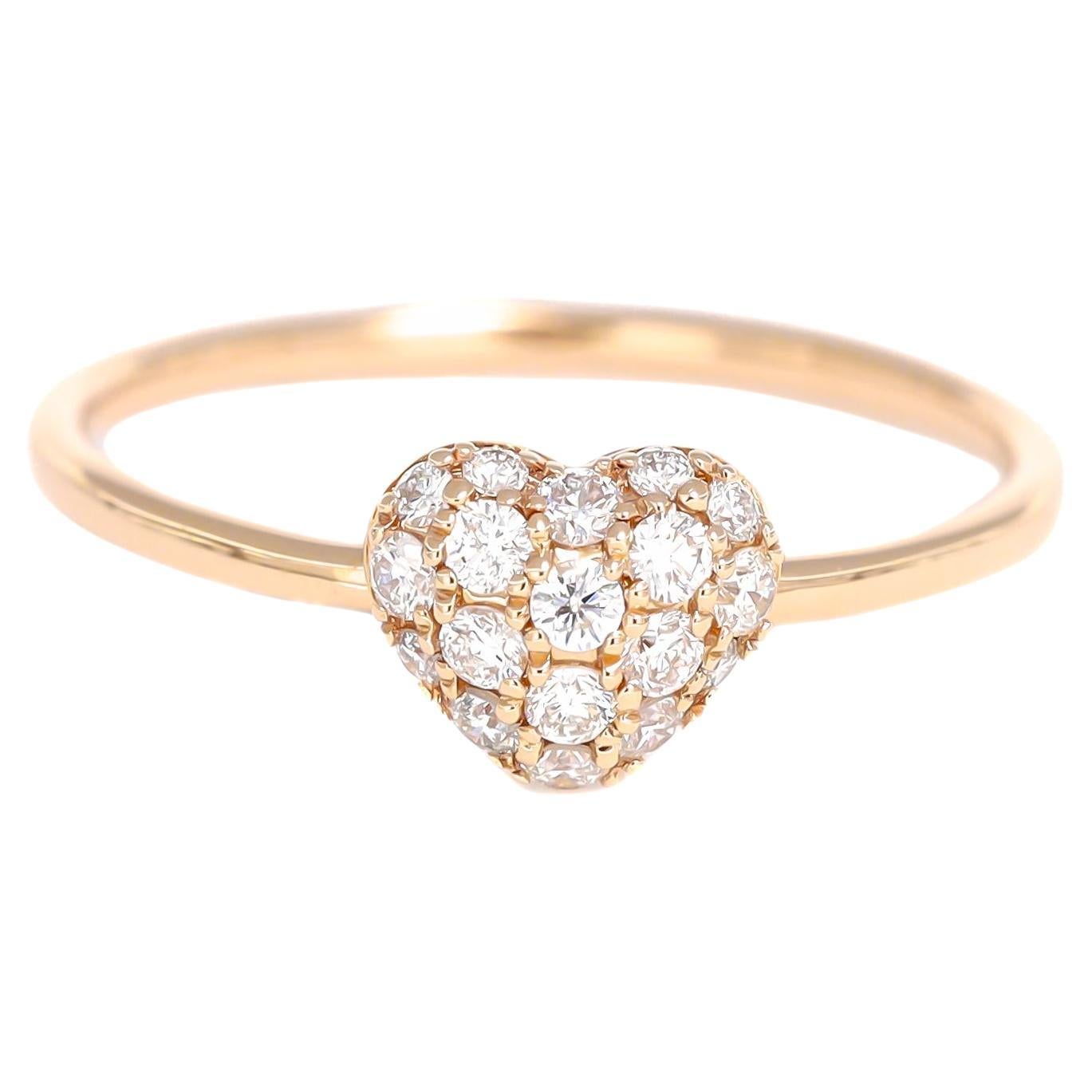 Natural Diamond Ring 0.30 Carats 18 Karat Rose Gold Engagement Ring  For Sale