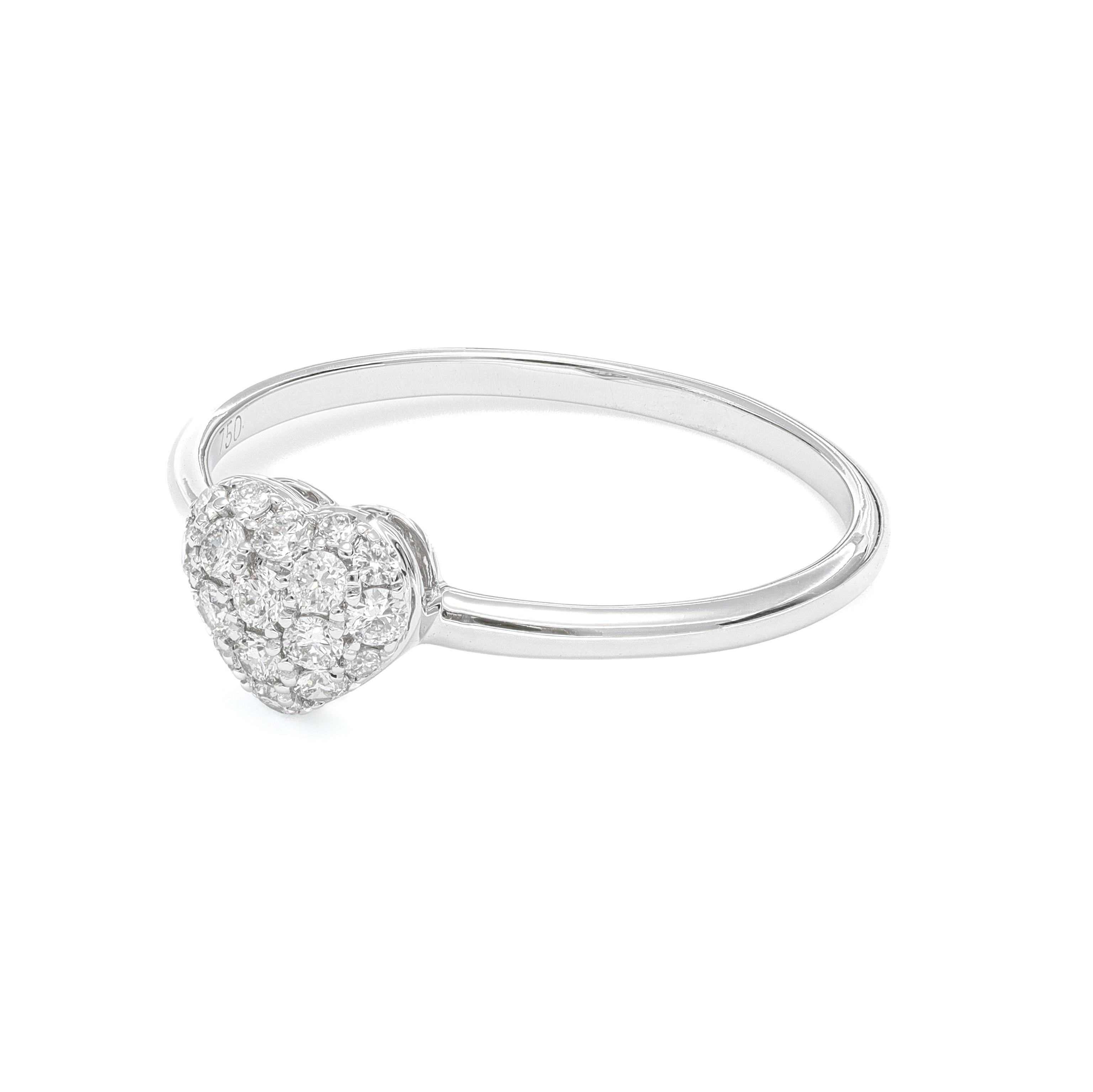 We are delighted to introduce our heart-shaped diamond ring—a symbol of love, commitment, and cherished promises. Crafted in radiant 18 KT White Gold and adorned with 0.26 carats of sparkling diamonds, this ring embodies the essence of simplicity