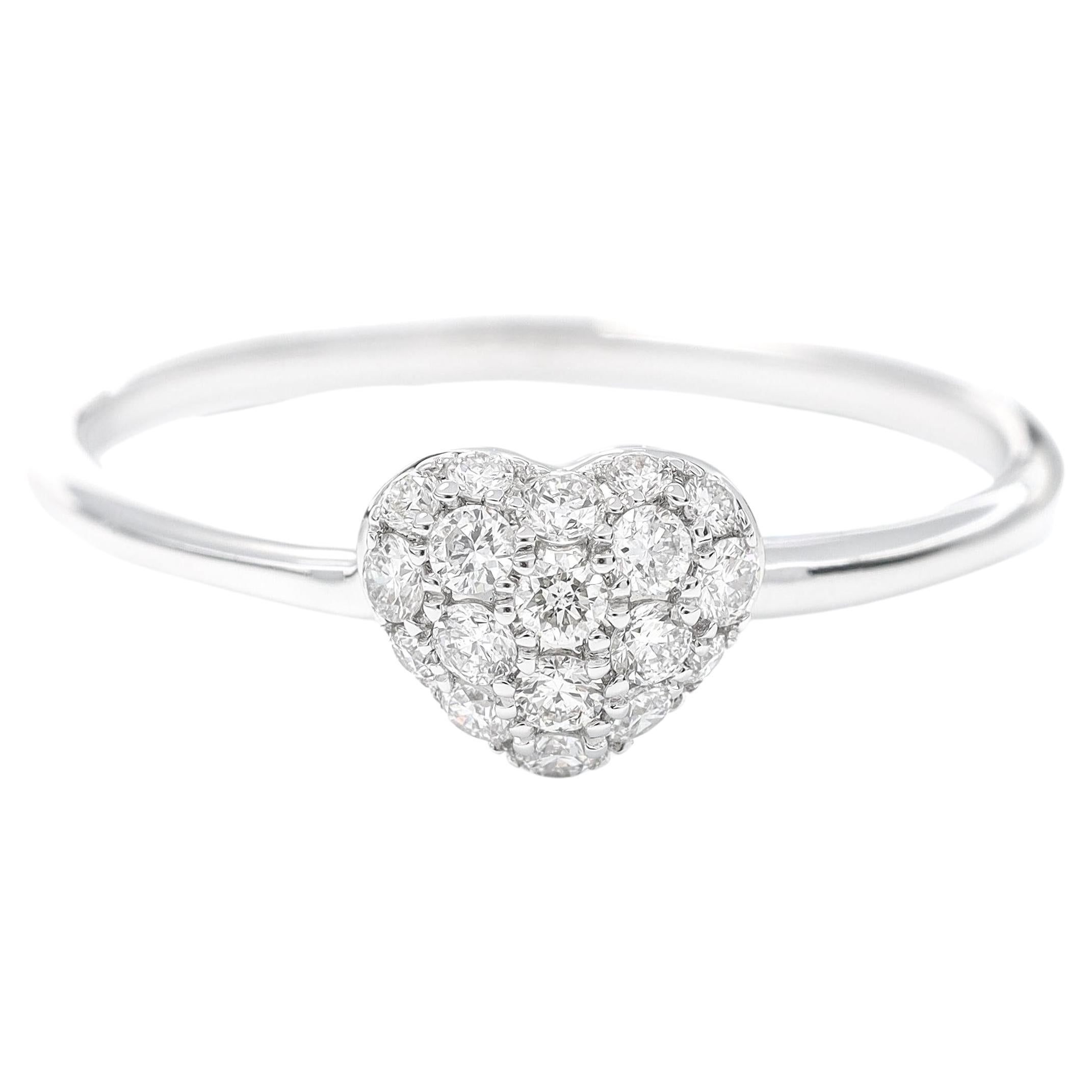 Natural Diamond Ring 0.30 Carats 18 Karat White Gold Engagement Ring  For Sale