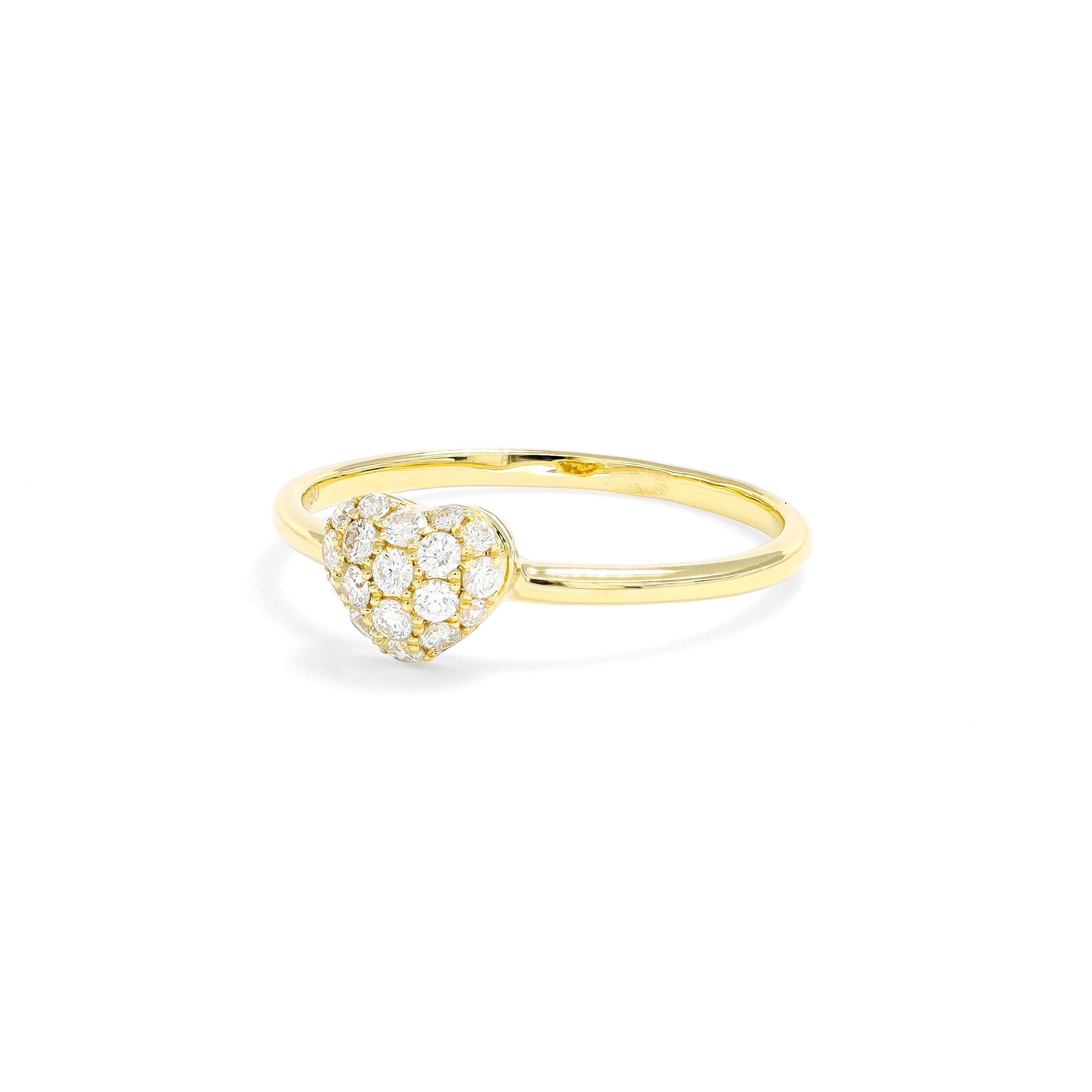 We are delighted to introduce our heart-shaped diamond ring—a symbol of love, commitment, and cherished promises. Crafted in radiant 18 KT Yellow Gold and adorned with 0.26 carats of sparkling diamonds, this ring embodies the essence of simplicity