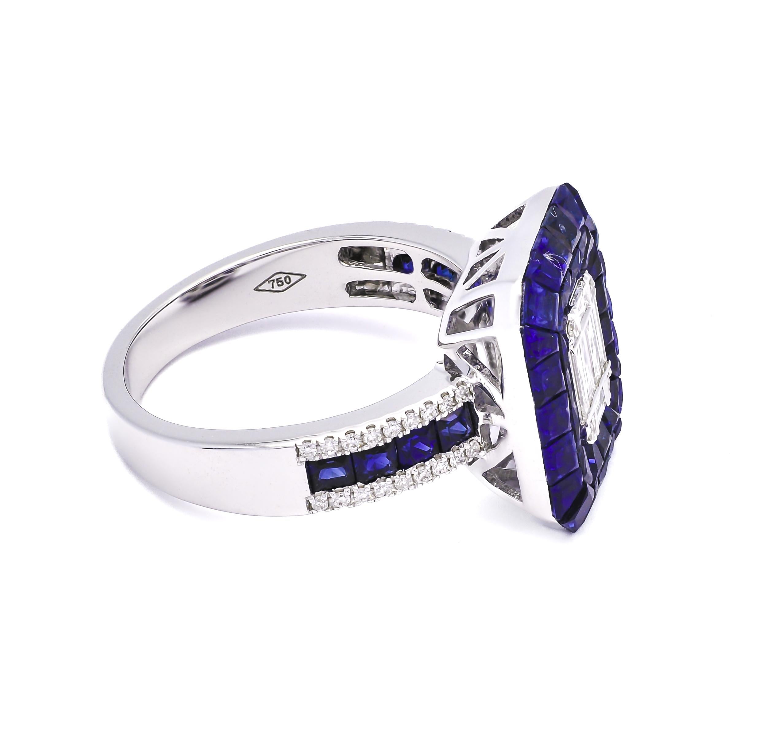 Voici un chef-d'œuvre exquis qui allie harmonieusement l'allure intemporelle d'une baguette et l'éclat resplendissant des diamants. Ce bijou captivant est une fusion harmonieuse d'élégance et de sophistication, conçue pour captiver et envoûter.

En
