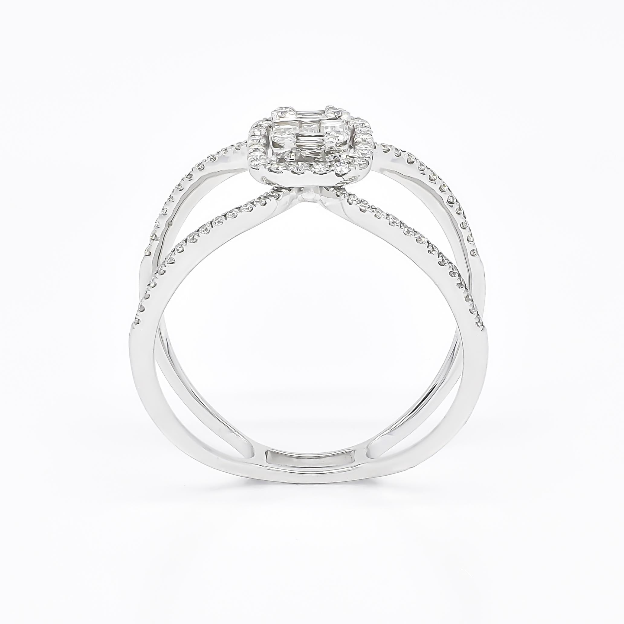 Natural Diamond Ring 0.43 cts 18 Karat White Gold Statement Ring For Sale 4