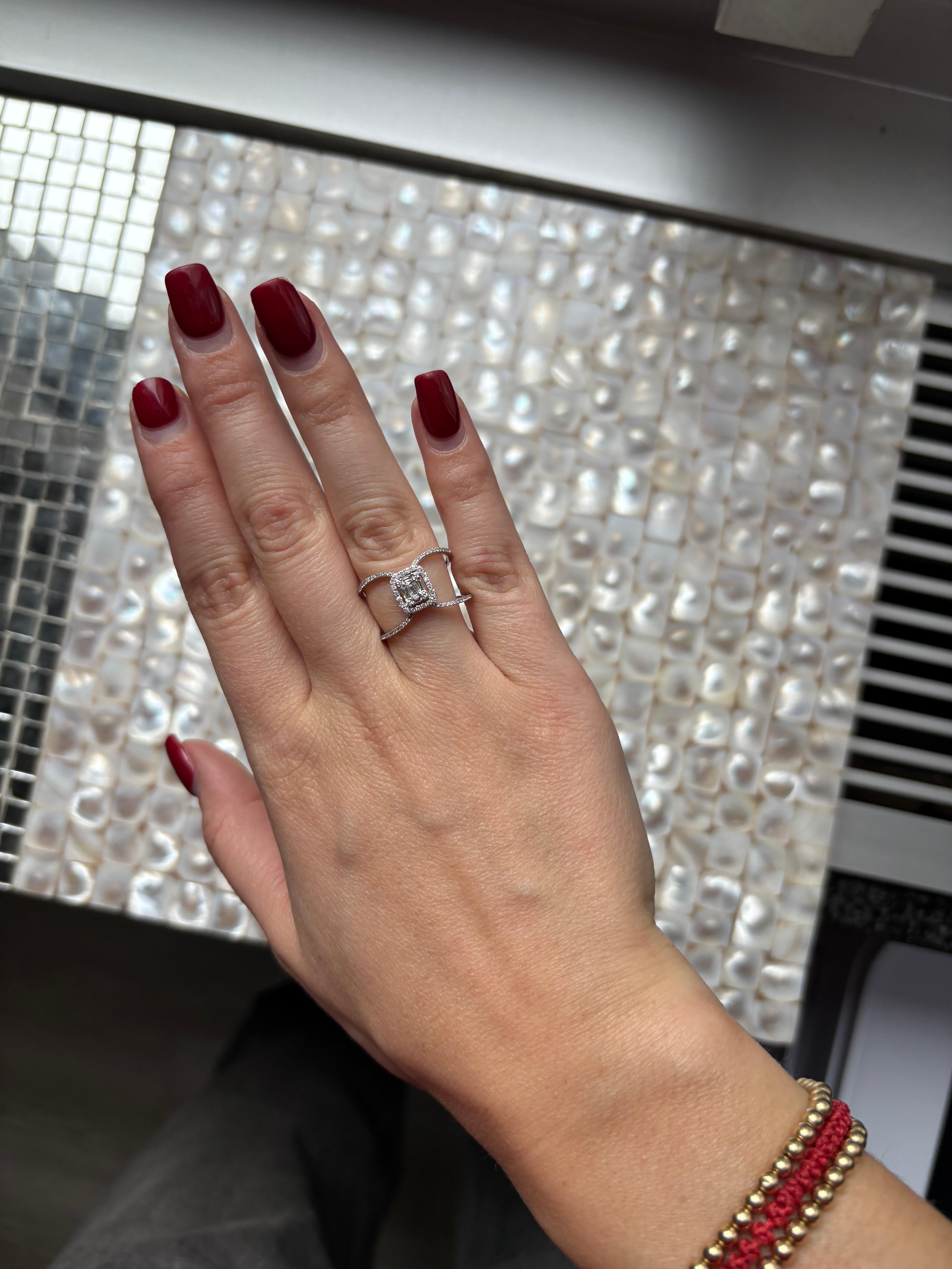Statement-Ring, natürlicher Diamant 0,43 Karat 18 Karat Weißgold im Angebot 7
