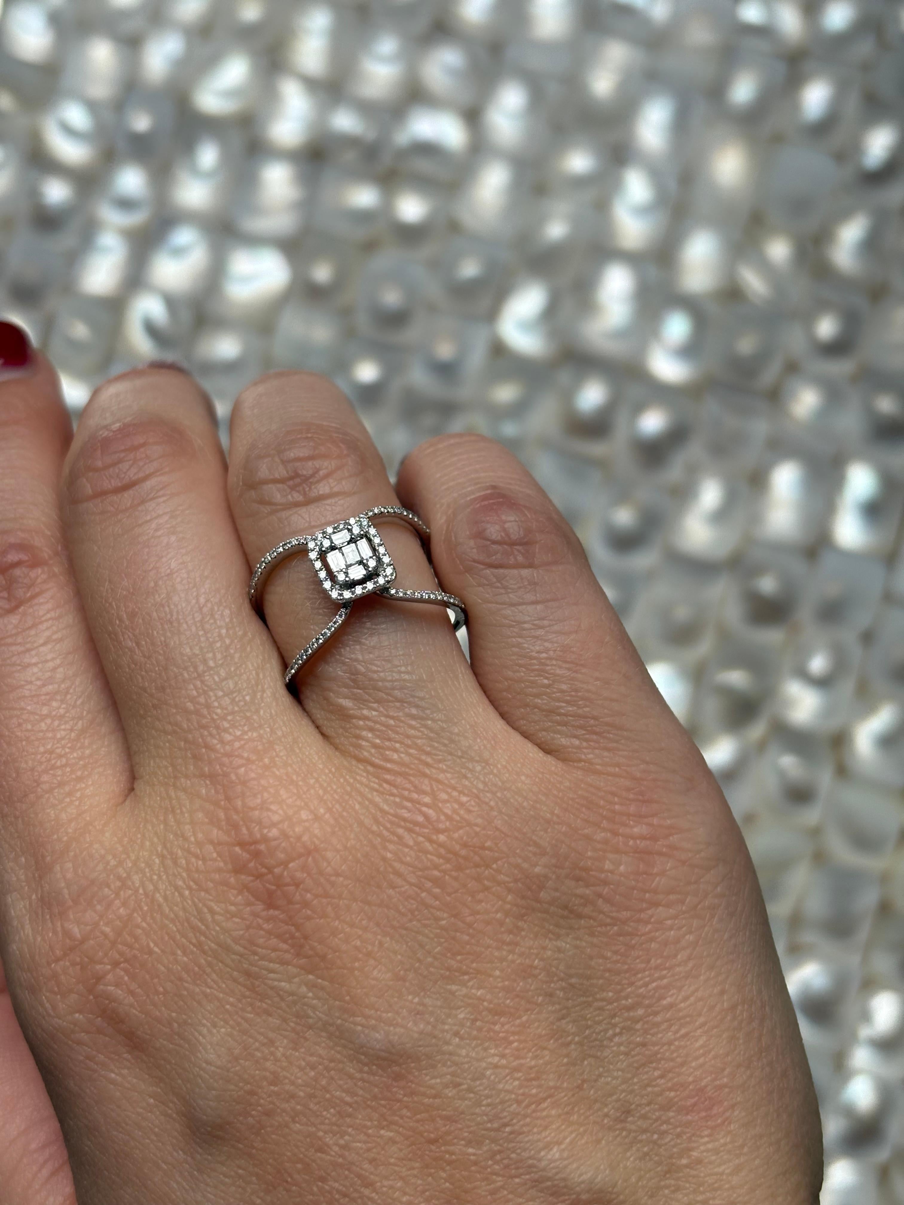 Statement-Ring, natürlicher Diamant 0,43 Karat 18 Karat Weißgold im Angebot 8