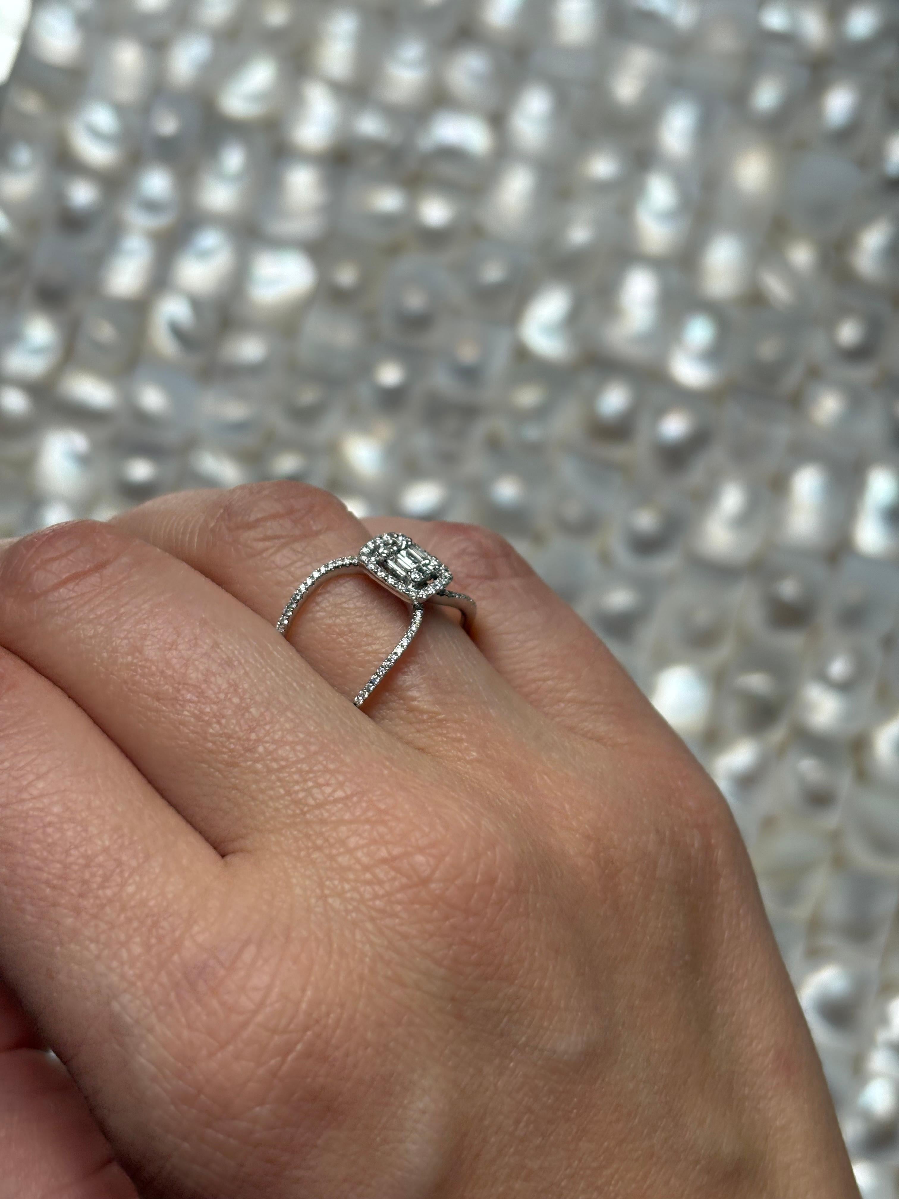 Statement-Ring, natürlicher Diamant 0,43 Karat 18 Karat Weißgold im Angebot 9