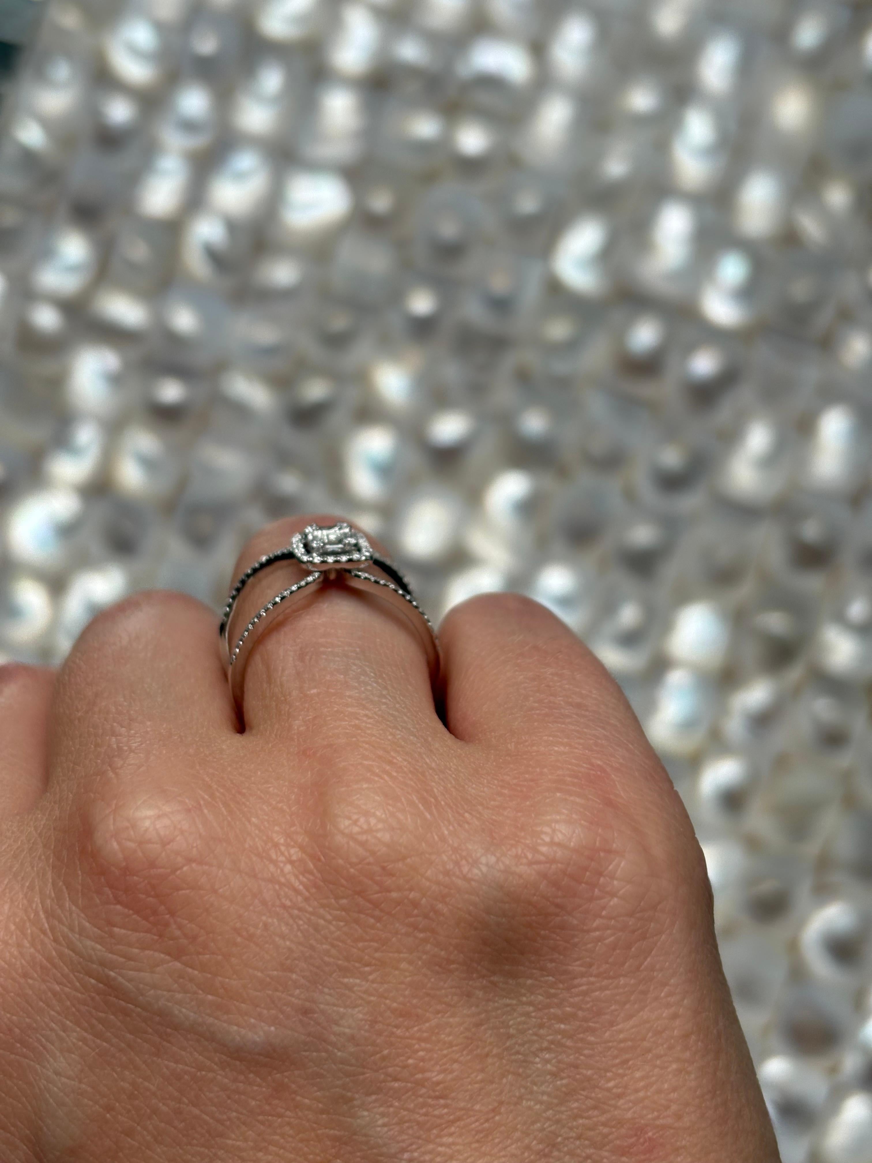 Statement-Ring, natürlicher Diamant 0,43 Karat 18 Karat Weißgold im Angebot 10