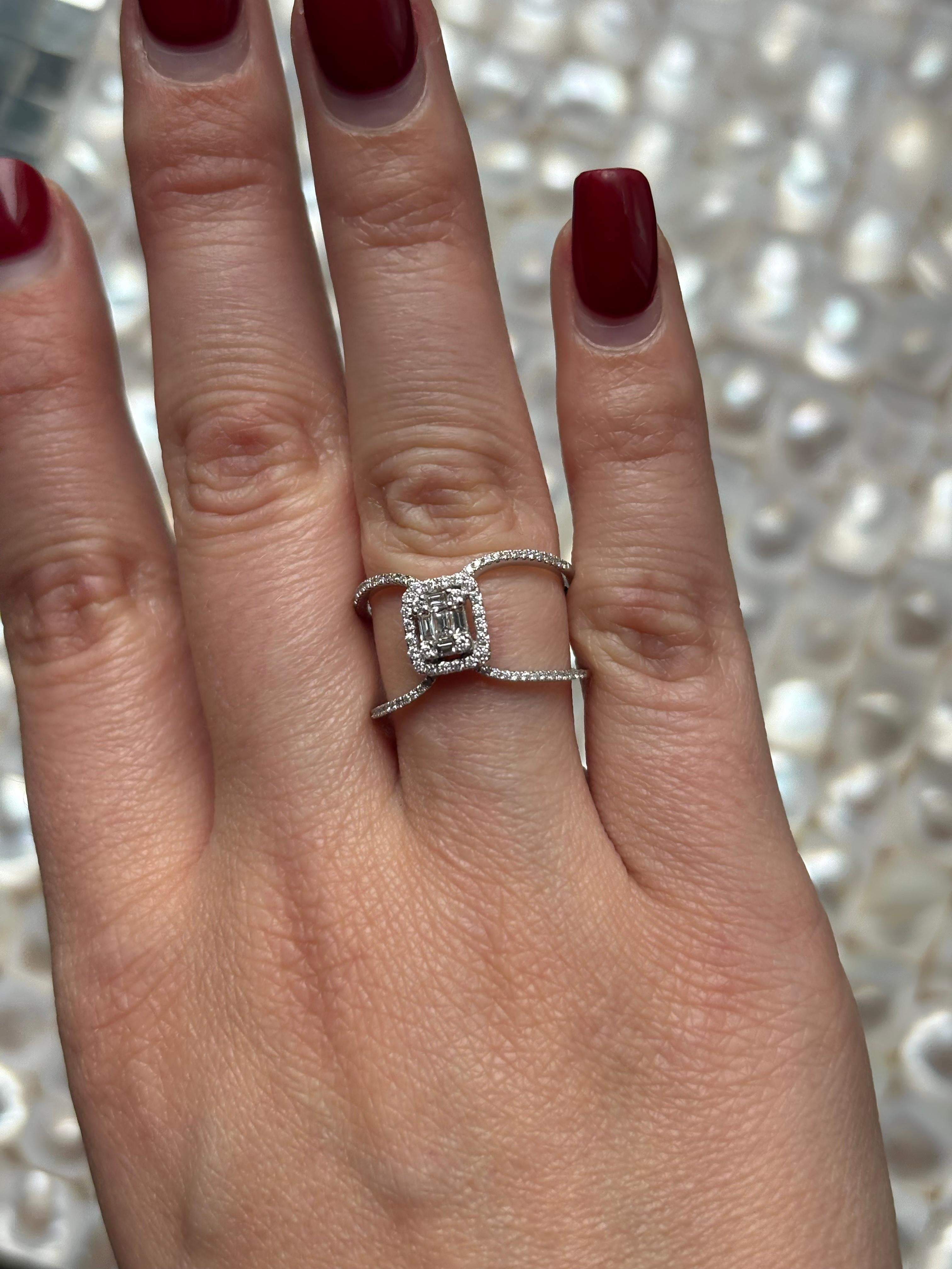 Statement-Ring, natürlicher Diamant 0,43 Karat 18 Karat Weißgold im Angebot 11