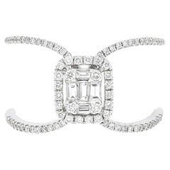 Natural Diamond Ring 0.43 cts 18 Karat White Gold Statement Ring