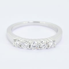 Natural Diamond Ring 0.51 carats 18 Karat White Gold 5 Diamonds Engagement Ring
