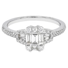 Bague de fiançailles fantaisie en or blanc 18 carats avec diamant naturel 0,55 carat