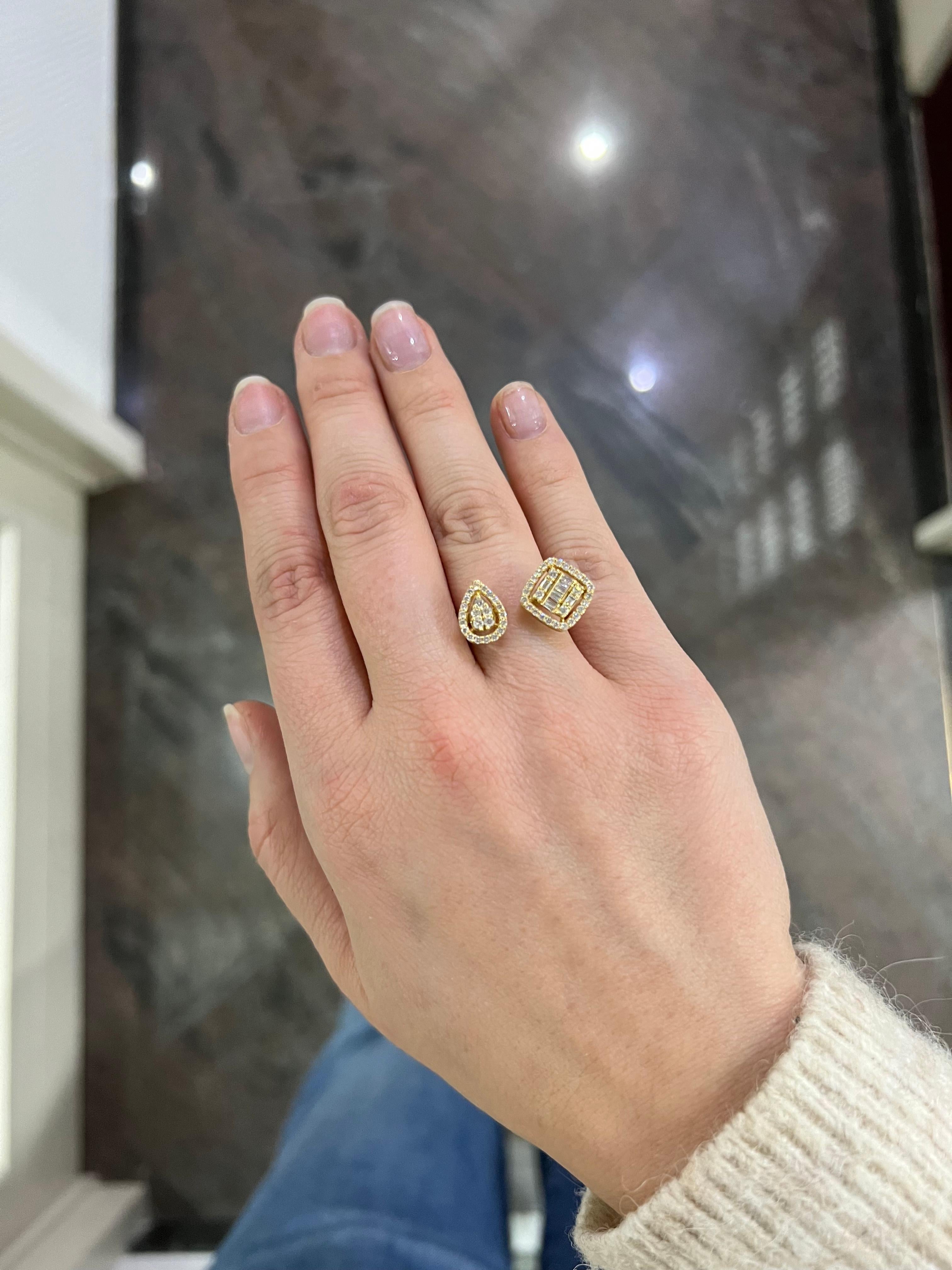 Natural diamond Ring 0.55 cts 18KT Yellow Gold Designer Statement Ring For Sale 4