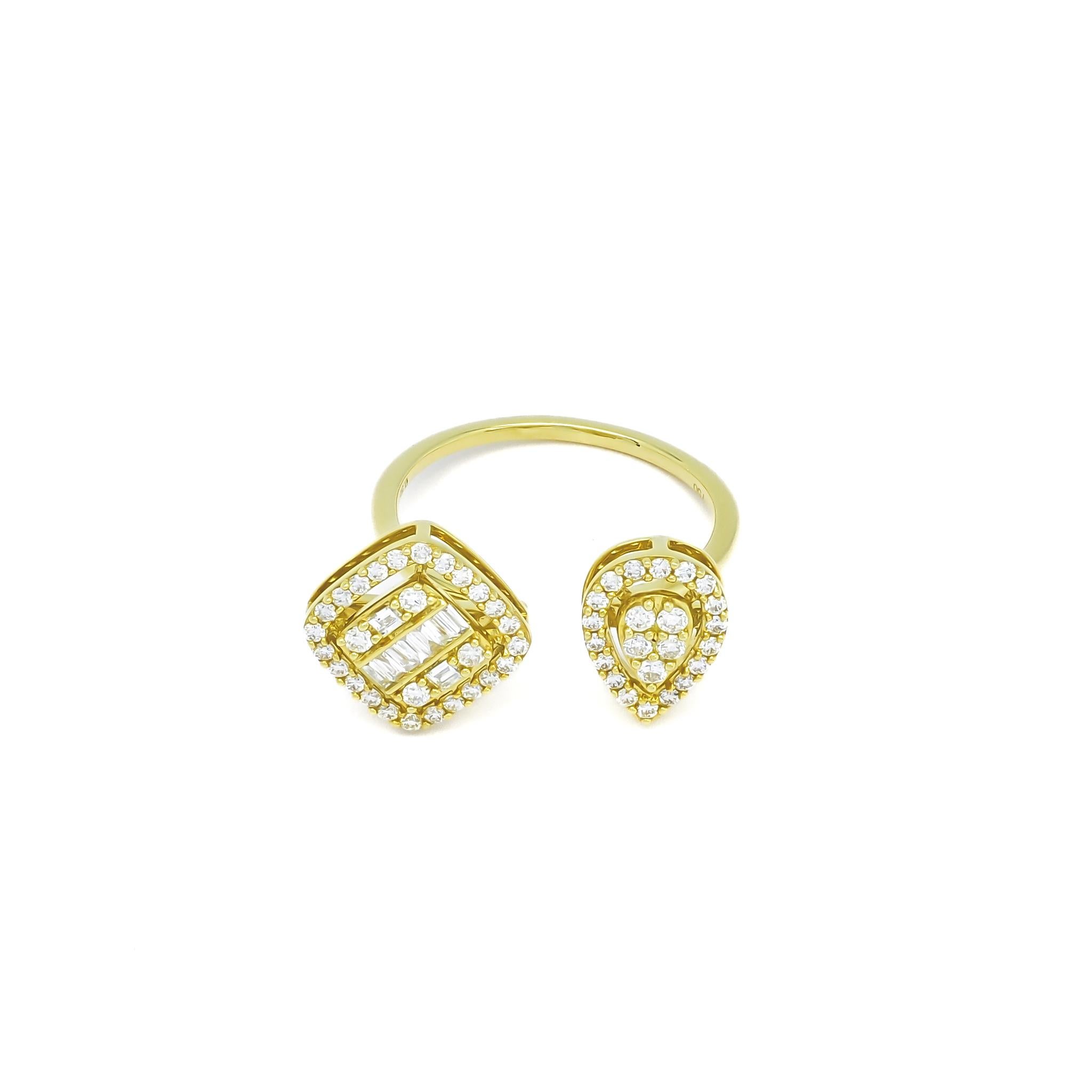 Natural diamond Ring 0.55 cts 18KT Yellow Gold Designer Statement Ring For Sale 2