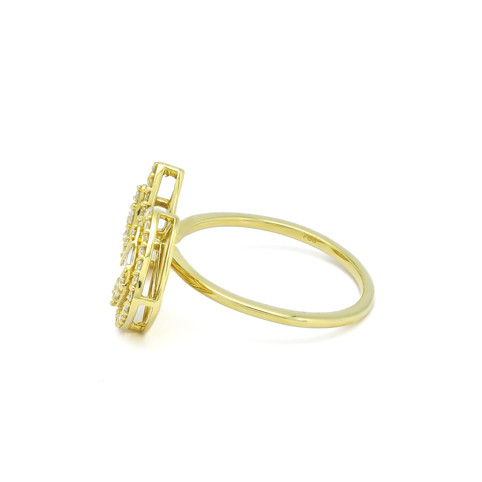 Natural diamond Ring 0.55 cts 18KT Yellow Gold Designer Statement Ring For Sale 3