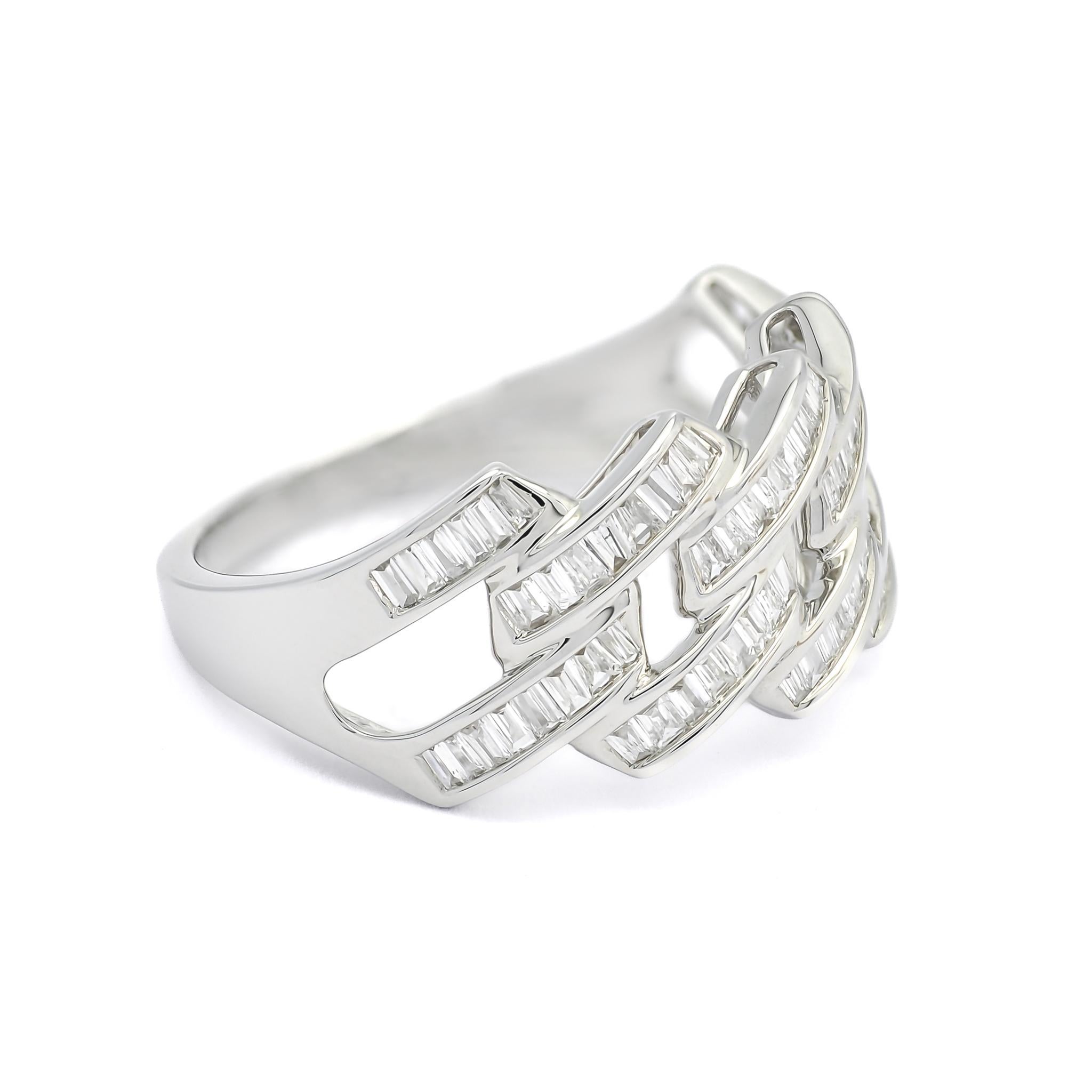 Modern Natural Diamond Ring 0.60 cts 18 Karat White Gold Statement Ring  For Sale