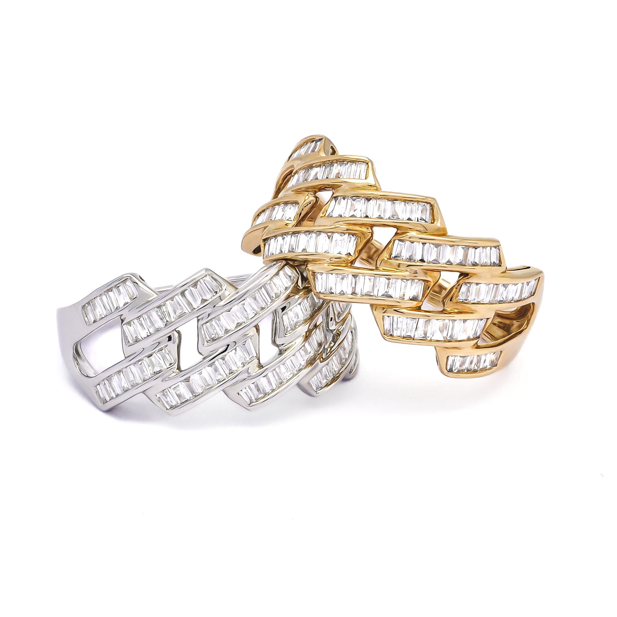 Women's or Men's Natural Diamond Ring 0.60 cts 18 Karat White Gold Statement Ring  For Sale