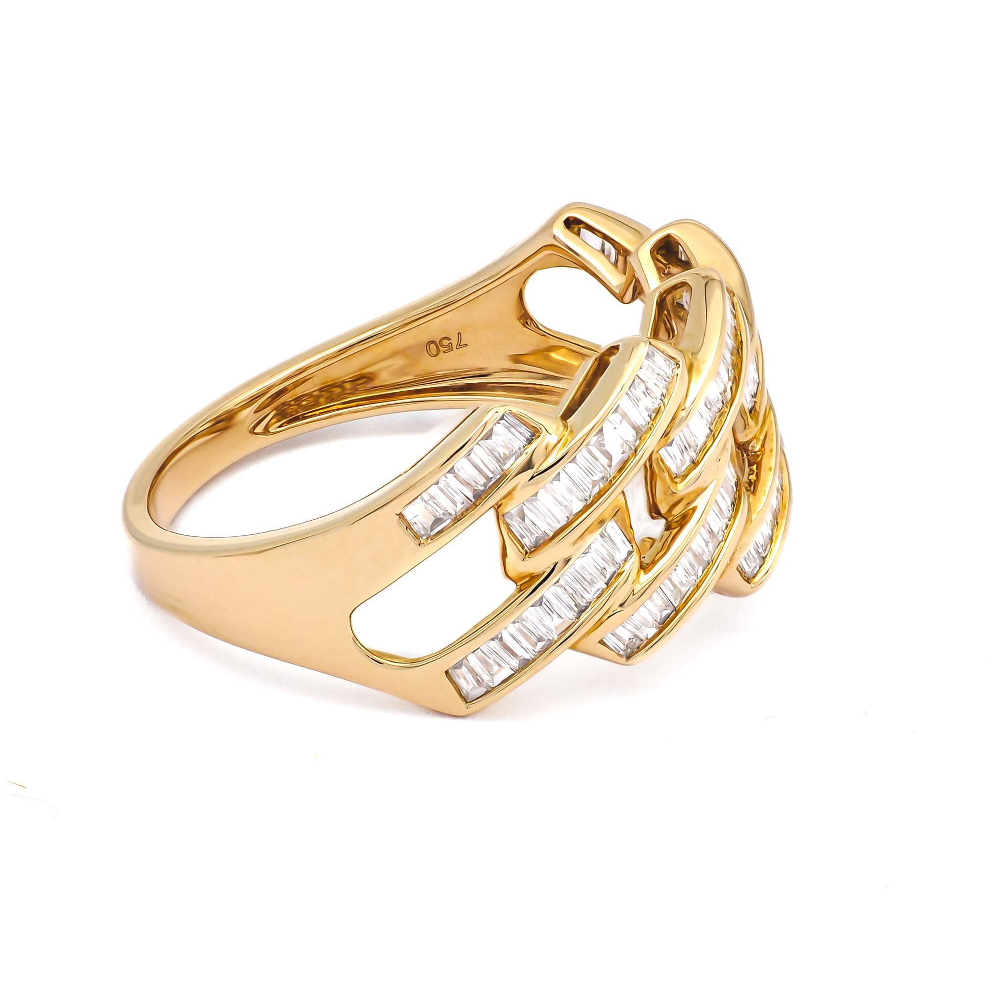 Women's or Men's Natural Diamond Ring 0.60 cts 18 Karat Yellow Gold Statement Ring  For Sale