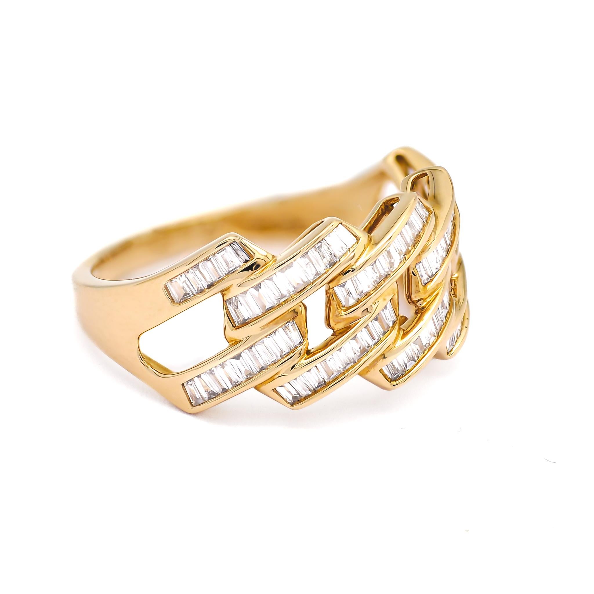 Natural Diamond Ring 0.60 cts 18 Karat Yellow Gold Statement Ring  For Sale 2