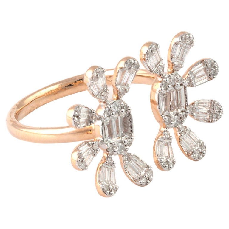 Natural Diamond Ring 0.75 Cents in 18k Gold For Sale at 1stDibs