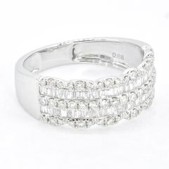 Natural Diamond Ring 0.76 carat 18KT White Gold Cocktail Half Eternity Ring Band