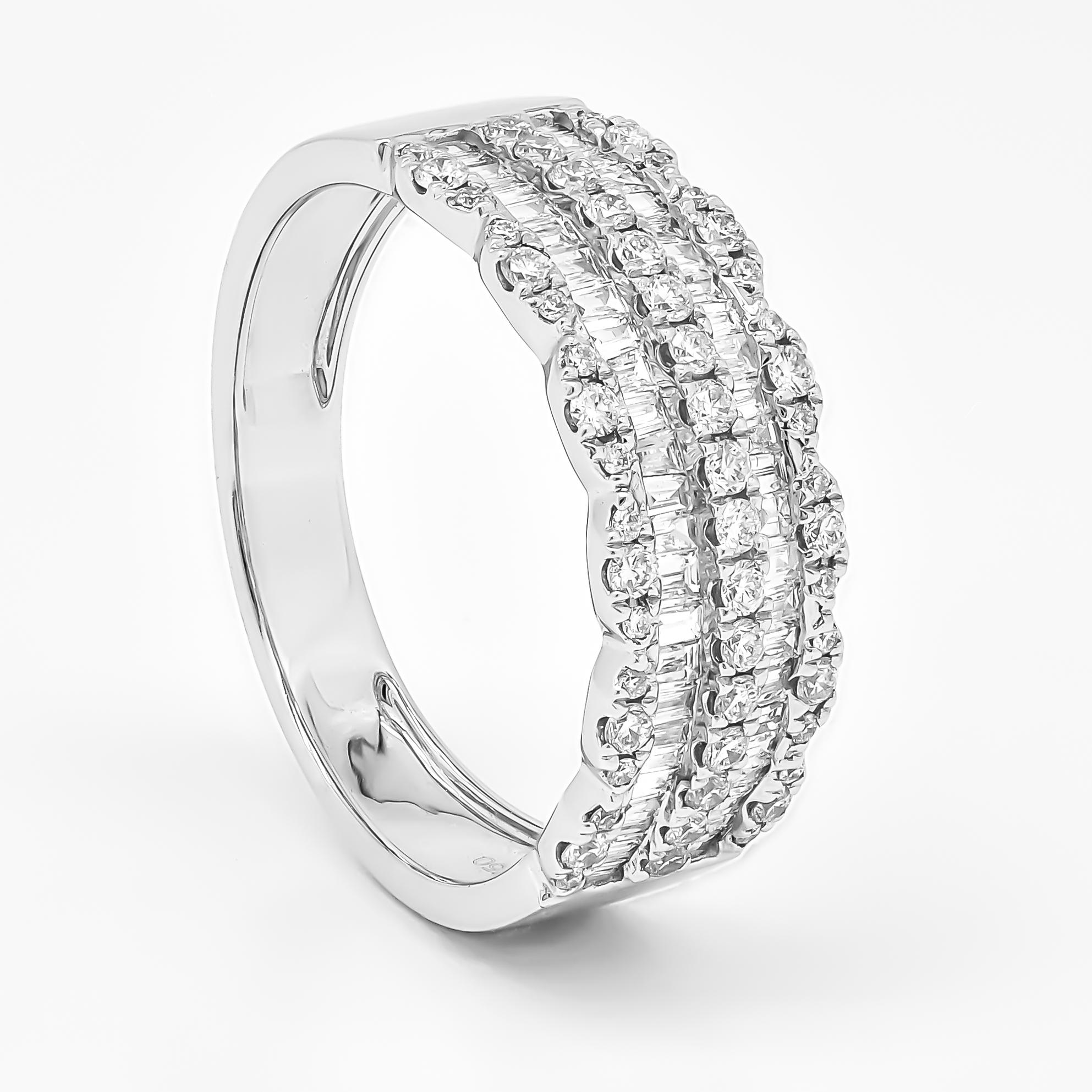 Natural Diamond Ring 0.76 carat 18KT White Gold Cocktail Half Eternity Ring Band In New Condition In Antwerpen, BE