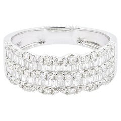 Natural Diamond Ring 0.76 carat 18KT White Gold Cocktail Half Eternity Ring Band